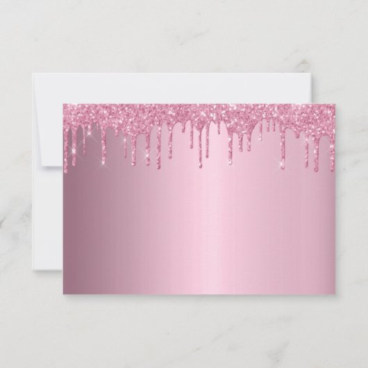 Elegante Quinceañera Roze en Gouden Glitter Drips RSVP Kaartje (Achterkant)