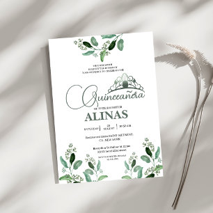 Elegante  Quinceañera Sage Green Crown Kaart