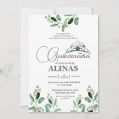 Elegante Quinceañera Sage Green Crown Kaart (Voorkant)