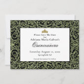 Elegante Quinceanera Sage-Scrollwork Uitnodiging (Voorkant)
