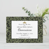 Elegante Quinceanera Sage-Scrollwork Uitnodiging (Staand voorkant)