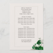 Elegante Quinceanera Smaragd Groene Rozen Programmakaart (Achterkant)