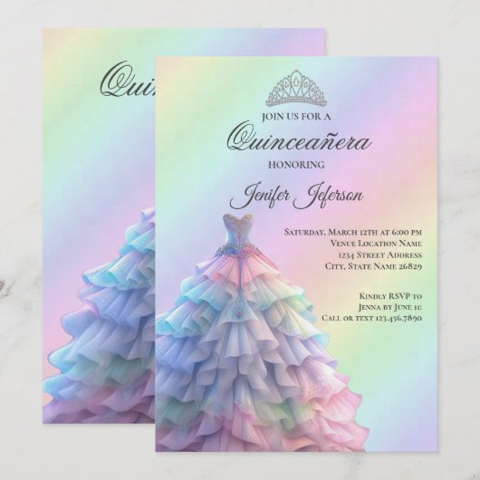 Elegante Quinceanera Uitnodiging (Voorkant / Achterkant)