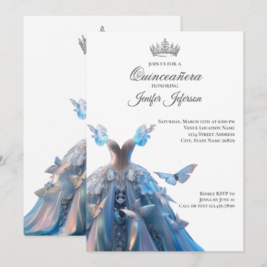 Elegante Quinceanera Uitnodiging (Voorkant / Achterkant)