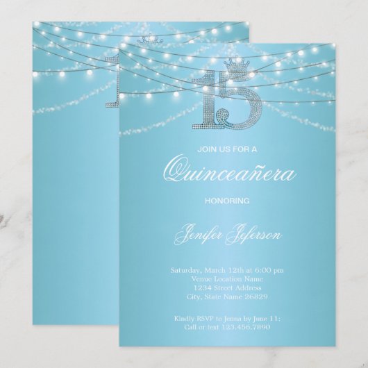 Elegante Quinceanera Uitnodiging (Voorkant / Achterkant)