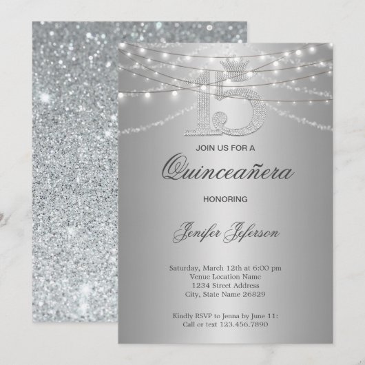 Elegante Quinceanera Uitnodiging (Voorkant / Achterkant)