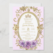 Elegante Quinceañera-uitnodiging Bloem lelie Z6 Kaart (Voorkant)