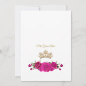 Elegante Quinceañera Uitnodiging Bloemen Goud Roze (Achterkant)