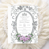Elegante Quinceañera Uitnodiging Bloemig Paars Z4