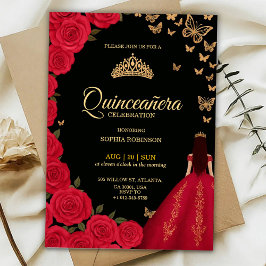 Elegante Quinceañera uitnodiging met rode rozen