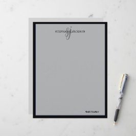 Elegante quote van lerarennaam in modern wit frame briefhoofd
