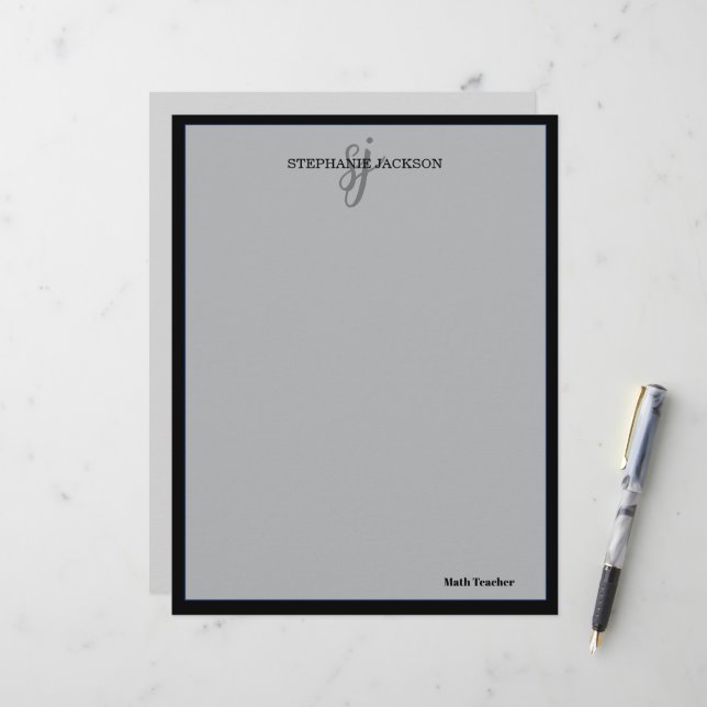 Elegante quote van lerarennaam in modern wit frame briefhoofd (Voorkant / Achterkant in situ)