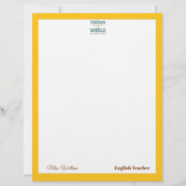 Elegante quote van lerarennaam moderne witte lijst briefhoofd
