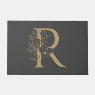 Elegante R Boho Bloemige Monogram Initiaal Grijs G Deurmat