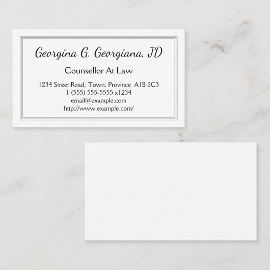 Elegante raadsman bij Law Visitekaartje (Voorkant / Achterkant)