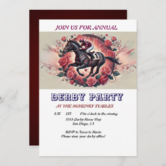 Elegante Race Paard Derby Party Verjaardag Uitnodi Kaart