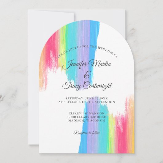 Elegante Rainbow Arch bruiloft Kaart (Voorkant)