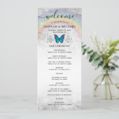 Elegante Rainbow Blue Butterfly Wedding Programma' Kaart (Staand voorkant)