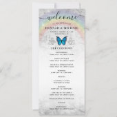 Elegante Rainbow Blue Butterfly Wedding Programma' Kaart (Voorkant)
