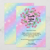 Elegante Rainbow Floral Small Business Client Bedankkaart (Voorkant / Achterkant)