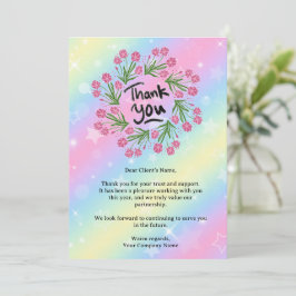 Elegante Rainbow Floral Small Business Client Bedankkaart