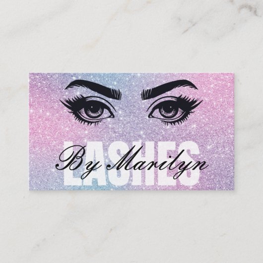 Elegante Rainbow Glitter Gradient Lash Scannable Visitekaartje (Voorkant)