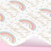 Elegante Rainbow Heart Happy Birthday Naam Cadeaupapier