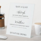 Elegante Raise A Glass Wedding Drinken Sign Reclamebord Met Voetstuk (Insitu)