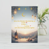 Elegante Ramadan Iftar uitnodiging 🌙 Goud & Marin (Staand voorkant)