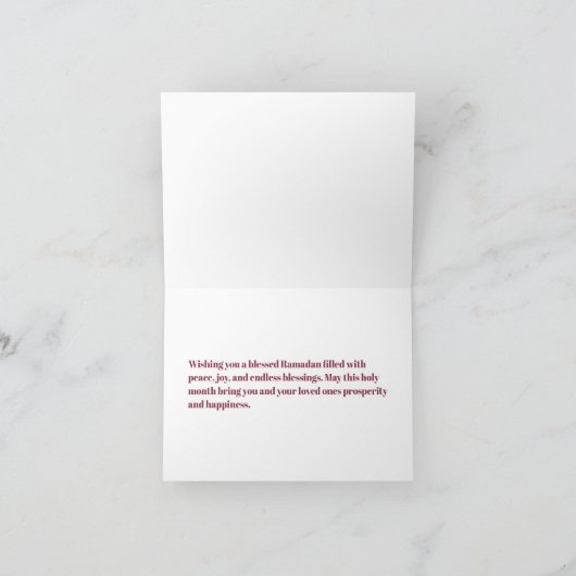 Elegante Ramadan Kareem Custom Kaart (Binnen)