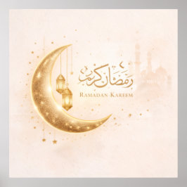 Elegante Ramadan Kareem Halve Maan & Lantaarn Isl Poster