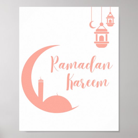 Elegante Ramadan Kareem Halve Maan & Lantaarn Wa Poster (Voorkant)