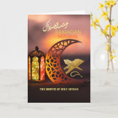 Elegante Ramadan Mubarak Heilige Koran met Halve M Kaart (Gele Bloem)