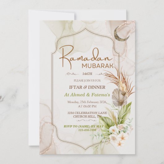 Elegante Ramadan Mubarak Iftar dineruitnodiging Kaart (Voorkant)