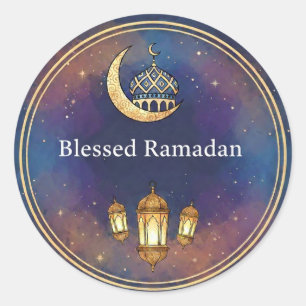 Elegante Ramadan Mubarak Nacht Sterren & Gouden La Ronde Sticker