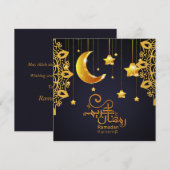 Elegante Ramadan Mubarak Zwart Gouden Halve Maan S Feestdagenkaart (Voorkant / Achterkant)