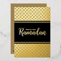 Elegante Ramadan wenskaart met gouden ruitpatroon