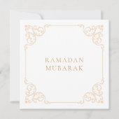 Elegante Ramadan Wit Goud Lijst Groet Feestdagenkaart (Voorkant)