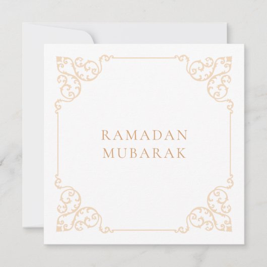 Elegante  Ramadan Wit Goud Lijst Groet Feestdagenkaart (Voorkant)