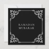 Elegante  Ramadan Zwart Goud Lijst Groet Feestdagenkaart (Voorkant)