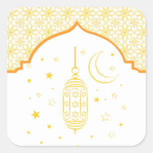 Elegante Ramadanlantaarn & Halve Maan Vierkante Sticker