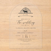 Elegante Ranch Westerne Country Cowboy Wedding Acryl Uitnodigingen (Voorkant)