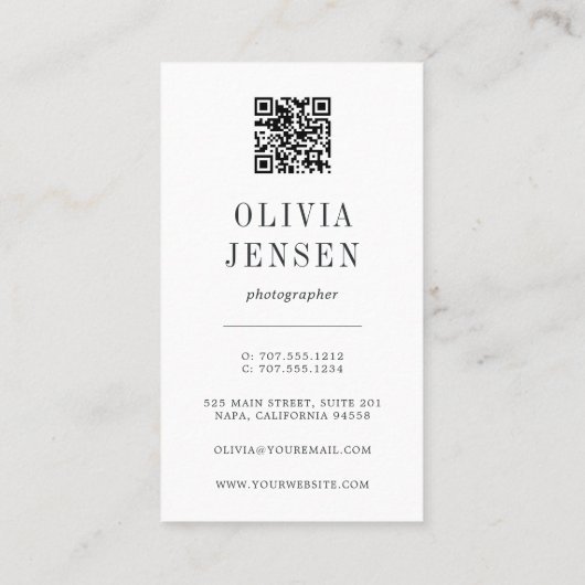 Elegante rand | Drie foto fotograaf QR code Visitekaartje (Achterkant)