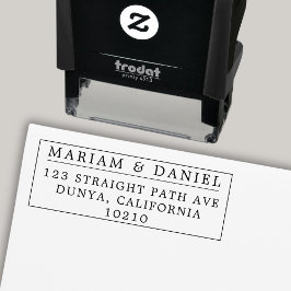 Elegante Rand Eenvoudige Namen Bruiloft Retouradre Zelfinktende Stempel