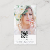 Elegante rand | Fotograaf QR Code Verticaal Visitekaartje (Voorkant)