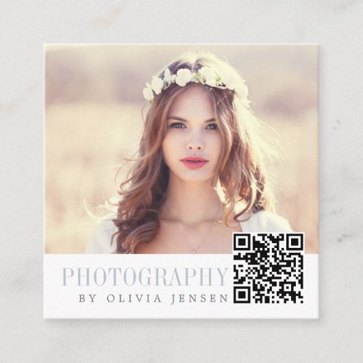 Elegante rand | Fotograaf QR Code Vierkante Visitekaartje (Voorkant)