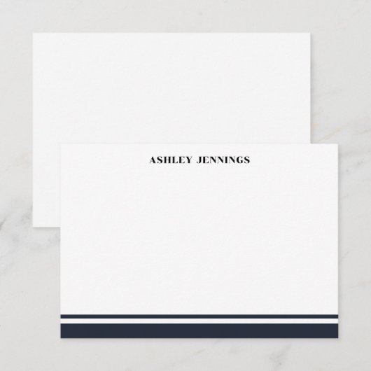 Elegante rand gepersonaliseerde zaken zwart wit notitiekaartje (Voorkant / Achterkant)