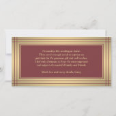Elegante rand gouden script bordeauxrood bedankkaa aankondiging (Achterkant)