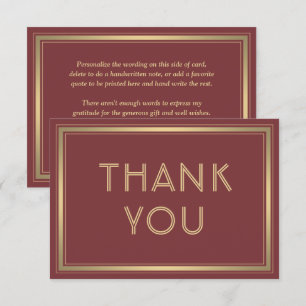Elegante Rand & Klassieke Typografie Bordeaux Goud Bedankkaart