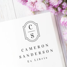 Elegante rand met monogram initiaal Ex Libris boek